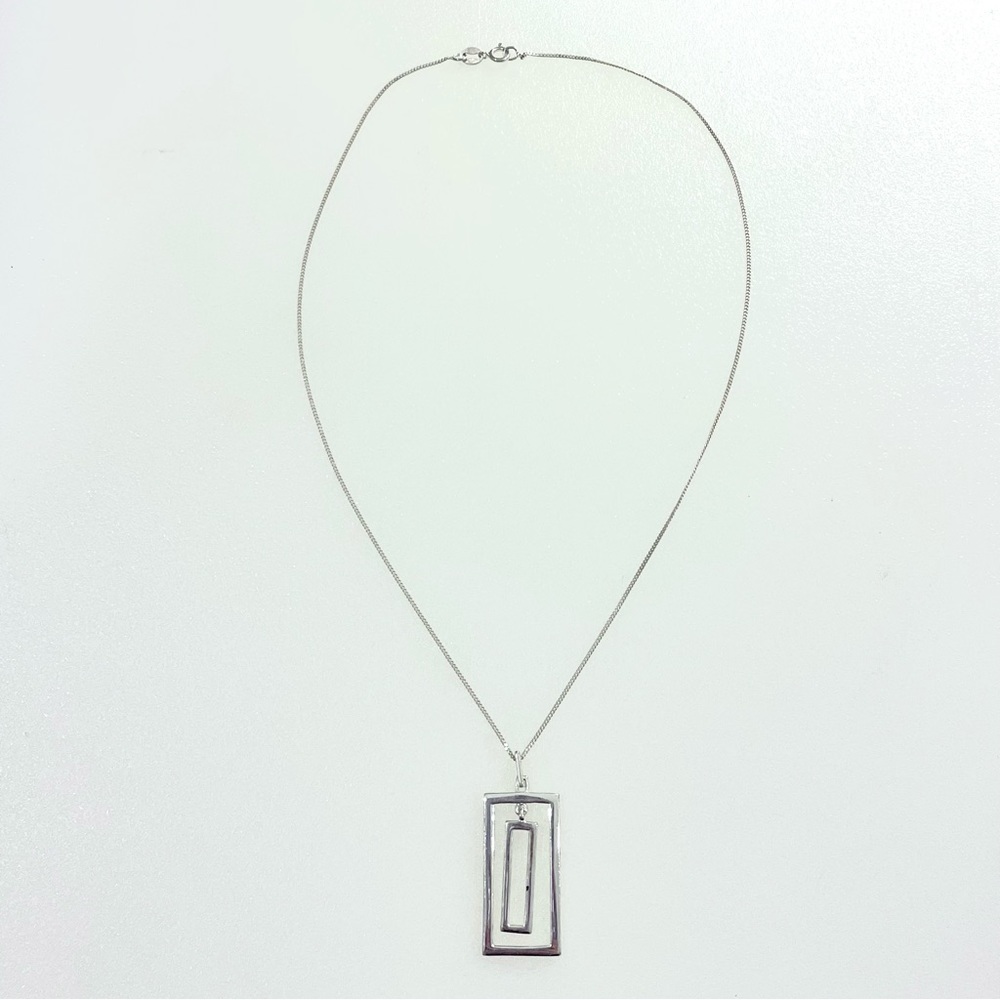 925 Sterling Silver Double Rectangle Minimalist V… - image 3